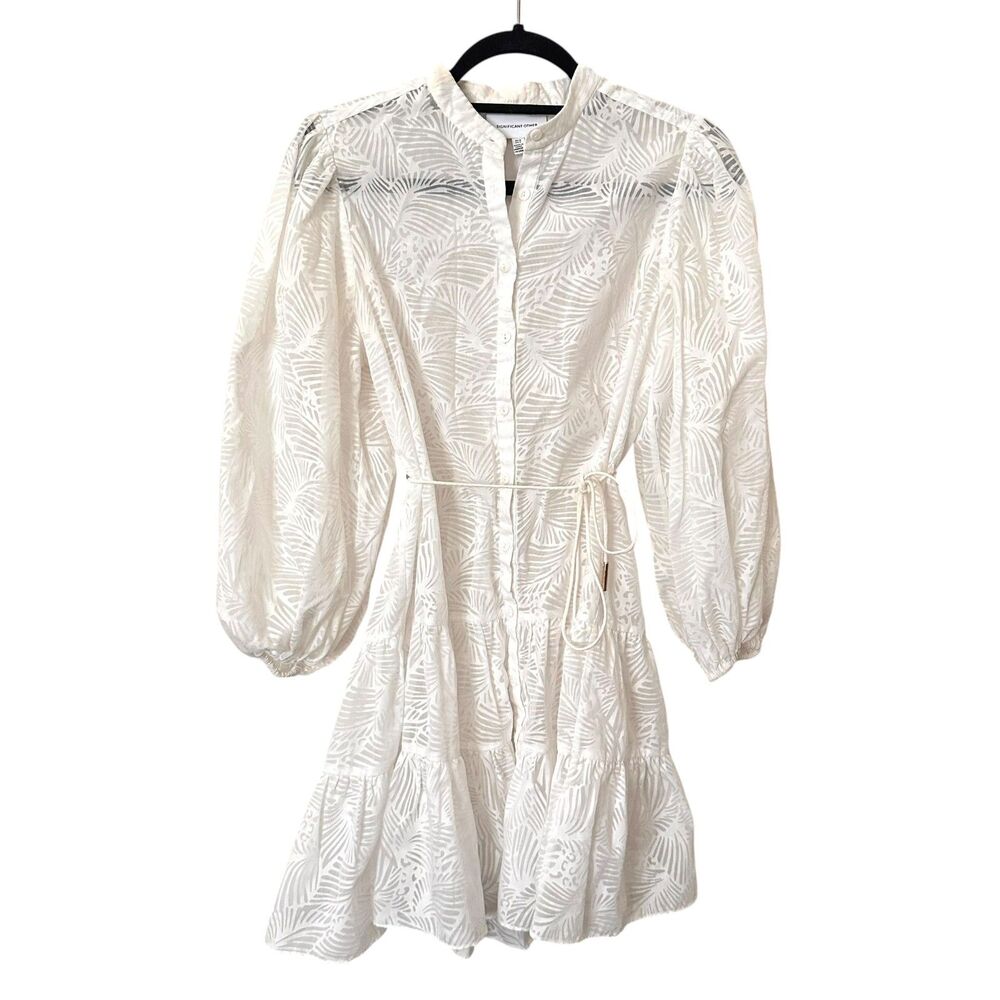 SIGNIFICANT OTHER Pia Patterned Buttoned Front Mini Dress White Sz 4 - Picture 2 of 5